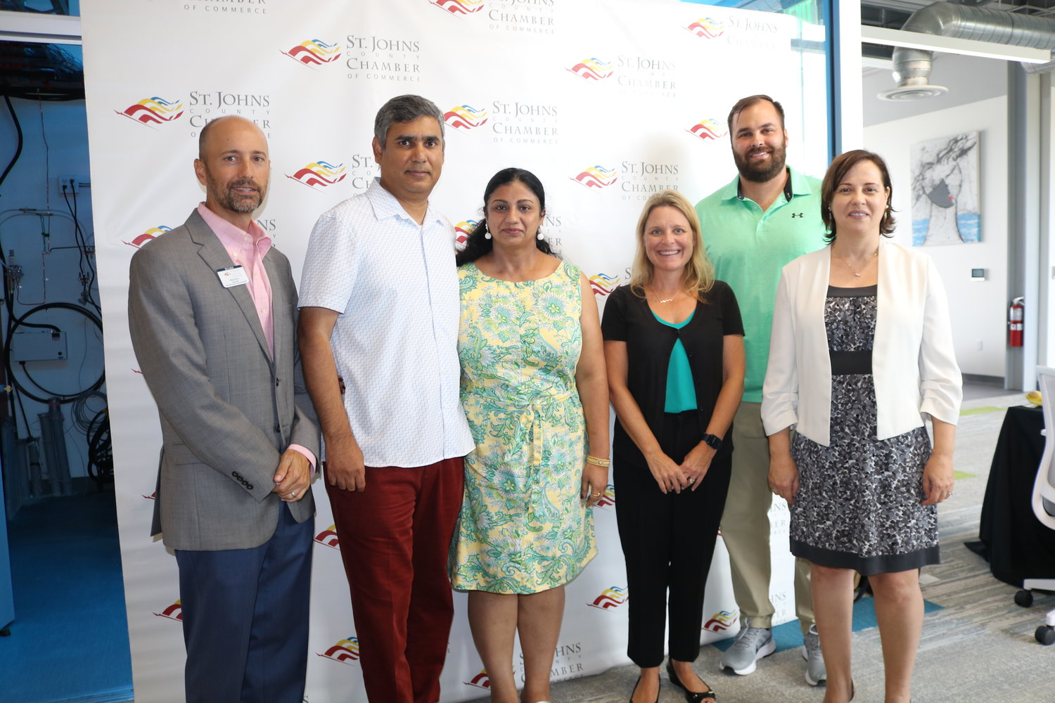 Pictured from left, Matt Price, Raghu and Gurpreet Misra, Dr. Erika Hamer, Timothy Miscovich and Chamber CEO and President Isabelle Renault at the Chamber at Noon event on July 14 at the link.